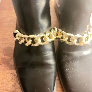 Zara Black Ankle Boots with Gold Chain Detail